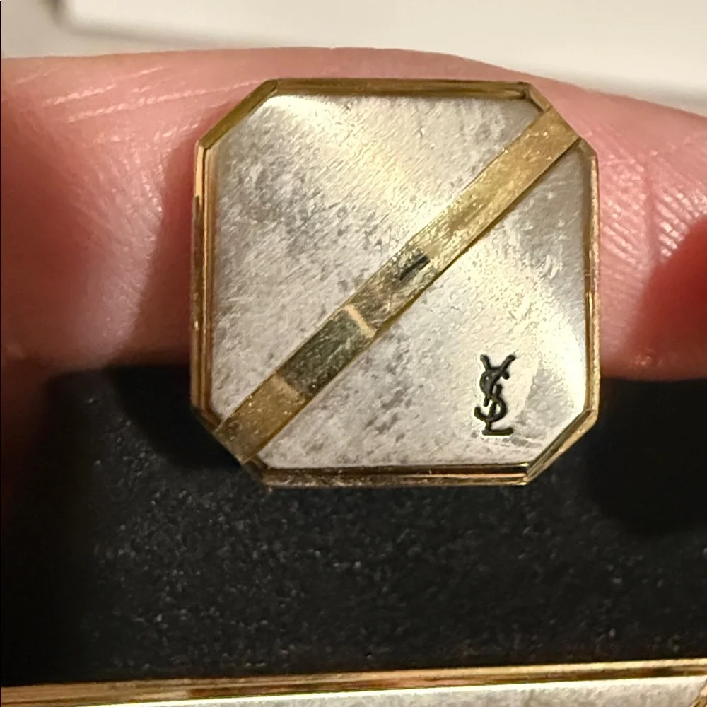 YSL Authentic Silver and Gold Cufflinks with Tie Clip